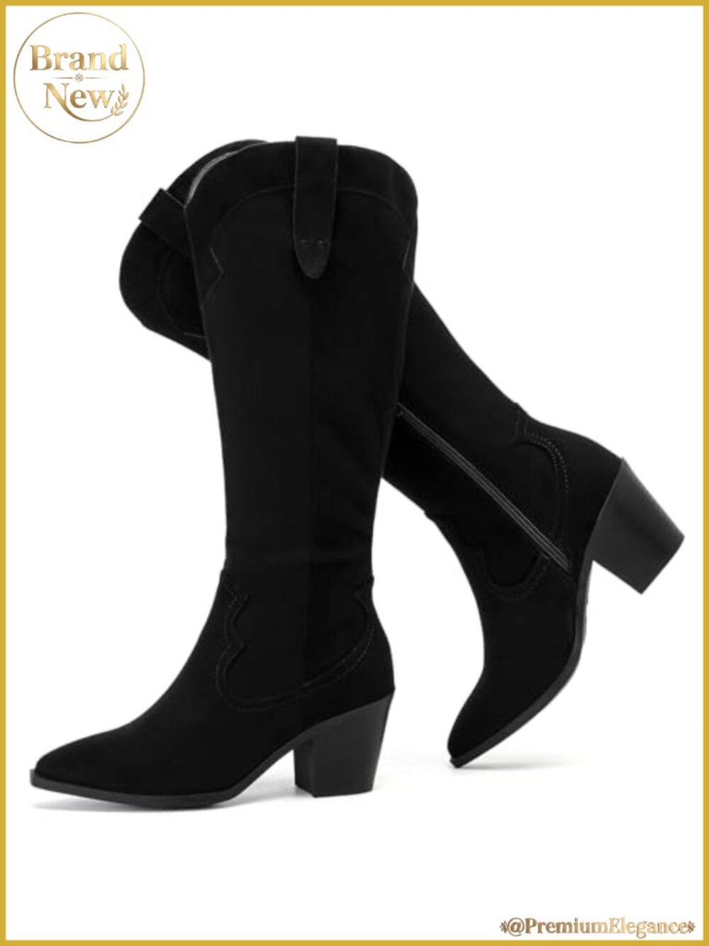 Women's Knee High Slouchy Heeled Boots Point Toe
